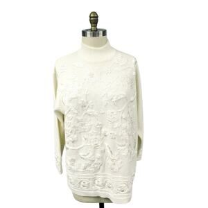 VTG 80s 90s Marisa Christina Sweater Embroidered Heavily Beaded XL Tunic